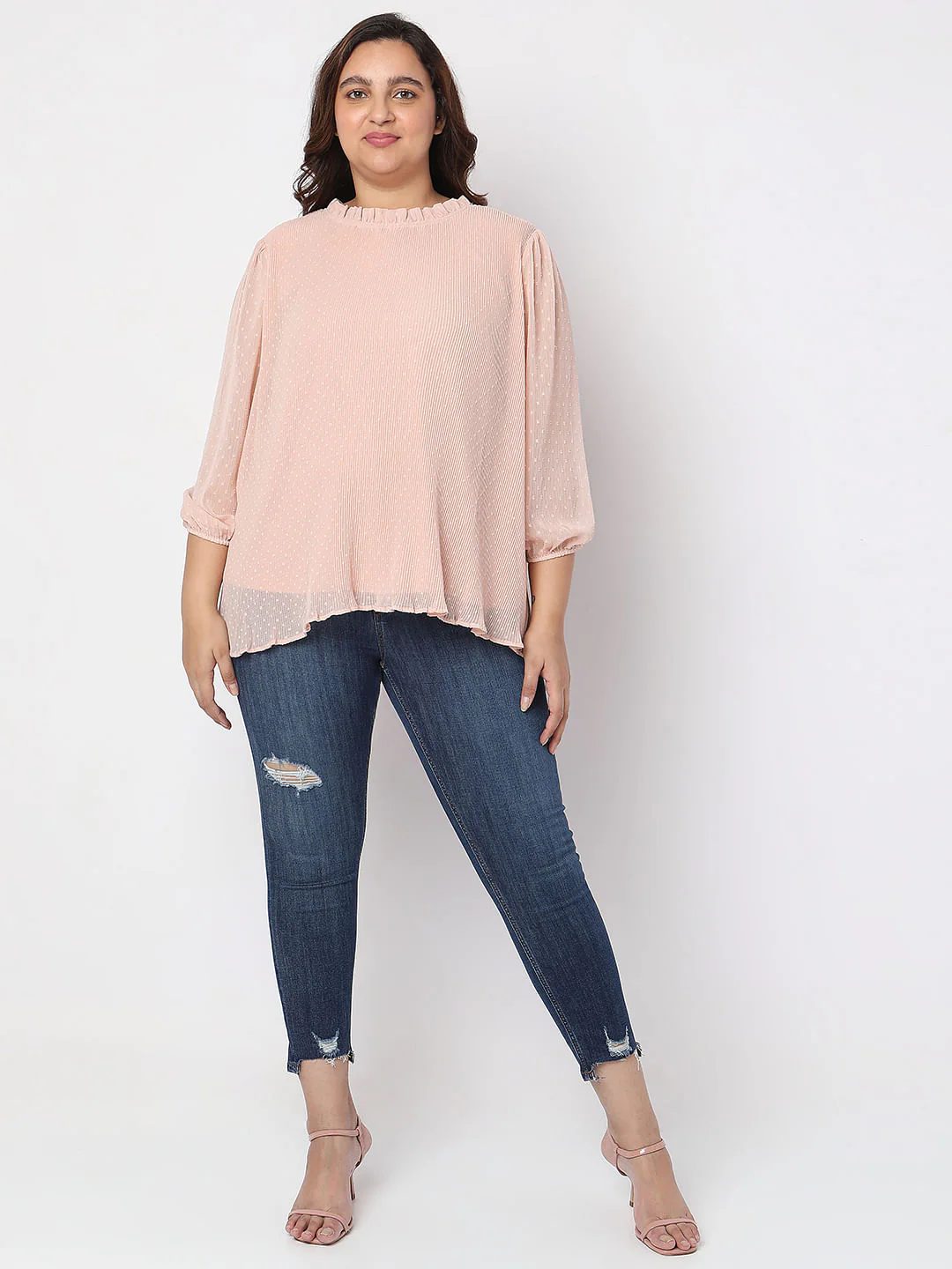 Curve Pink Ruffle Detail Top - Image 5