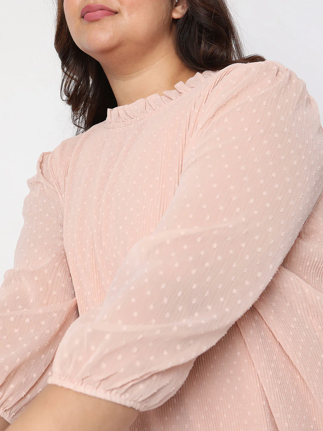 Curve Pink Ruffle Detail Top - Image 6