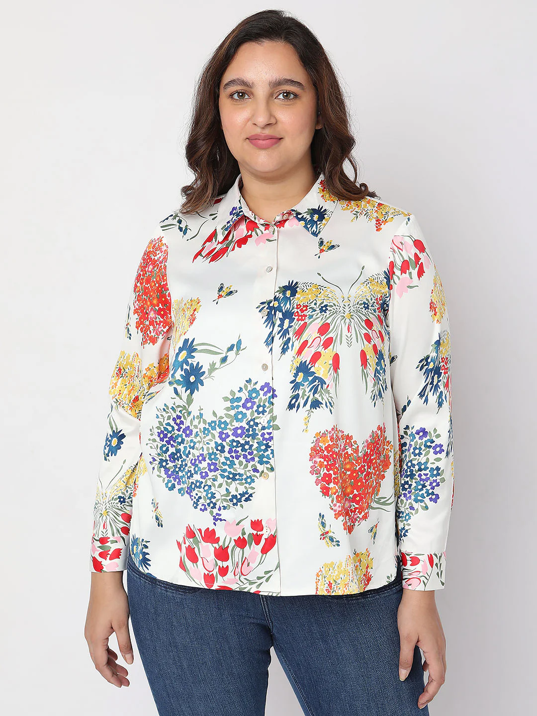 Curve White Floral Shirt - Image 2