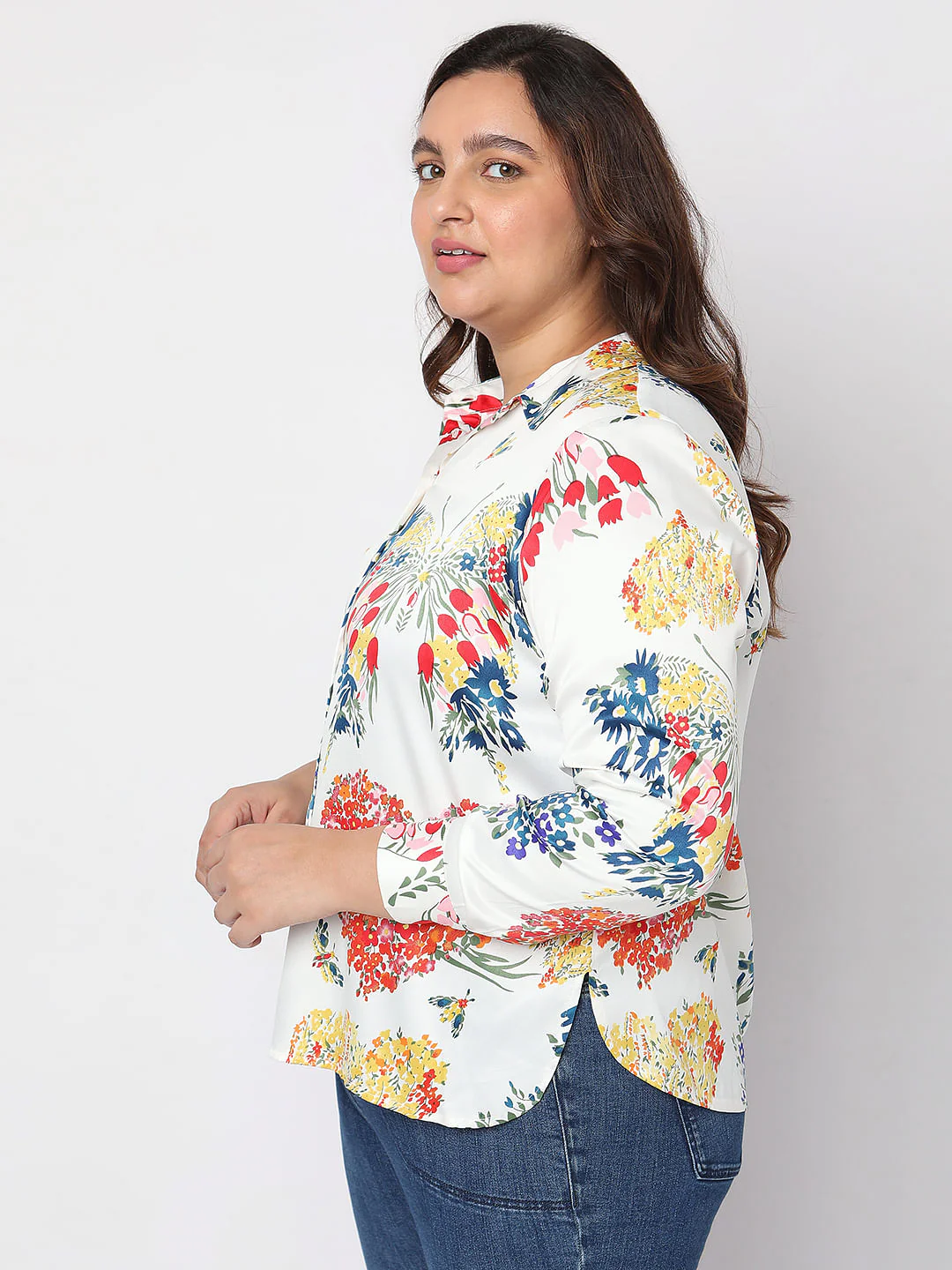 Curve White Floral Shirt - Image 3