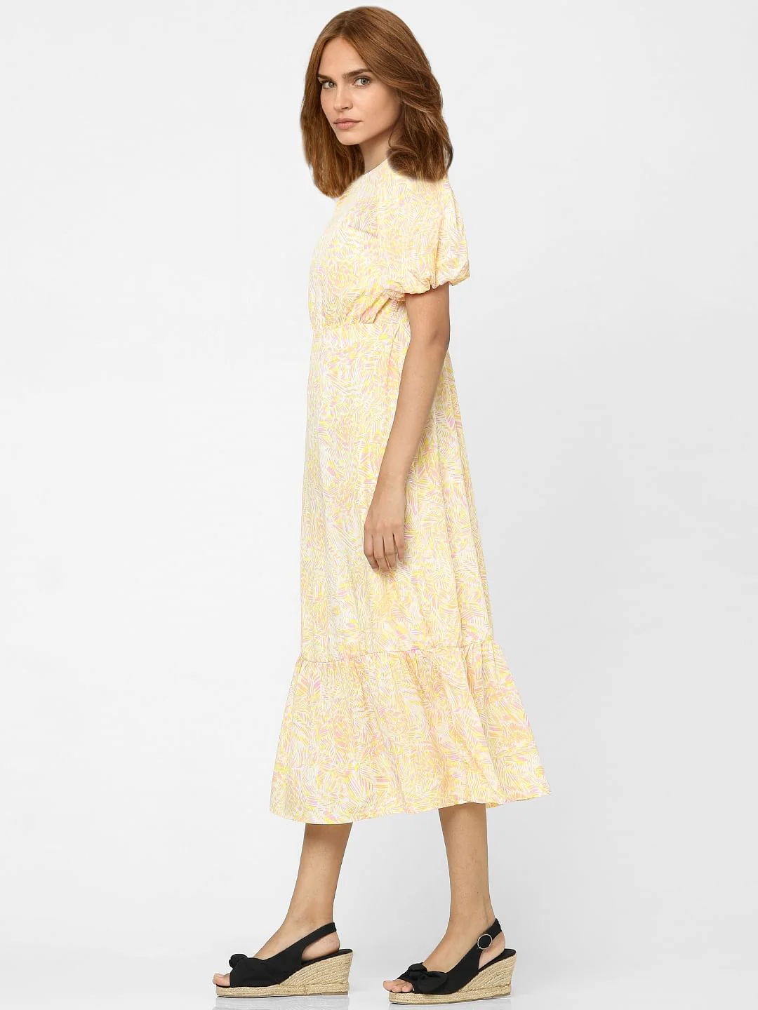 Yellow Printed Midi Dress - Image 2