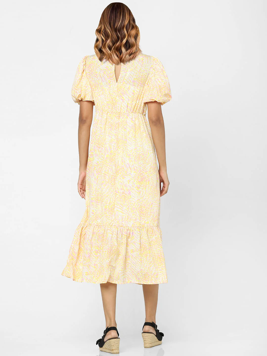 Yellow Printed Midi Dress - Image 3