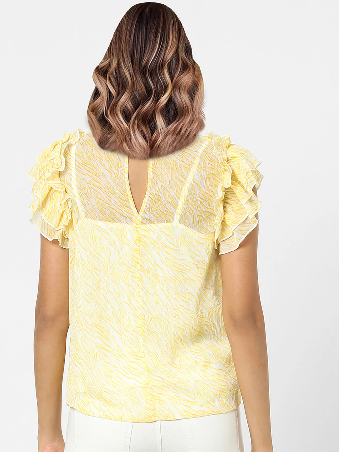 Yellow Abstract Print Top - Image 3