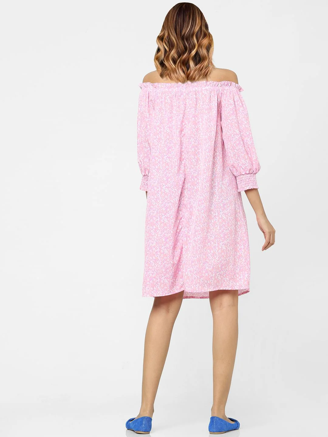 Lilac Floral Off Shoulder Shift Dress - Image 3