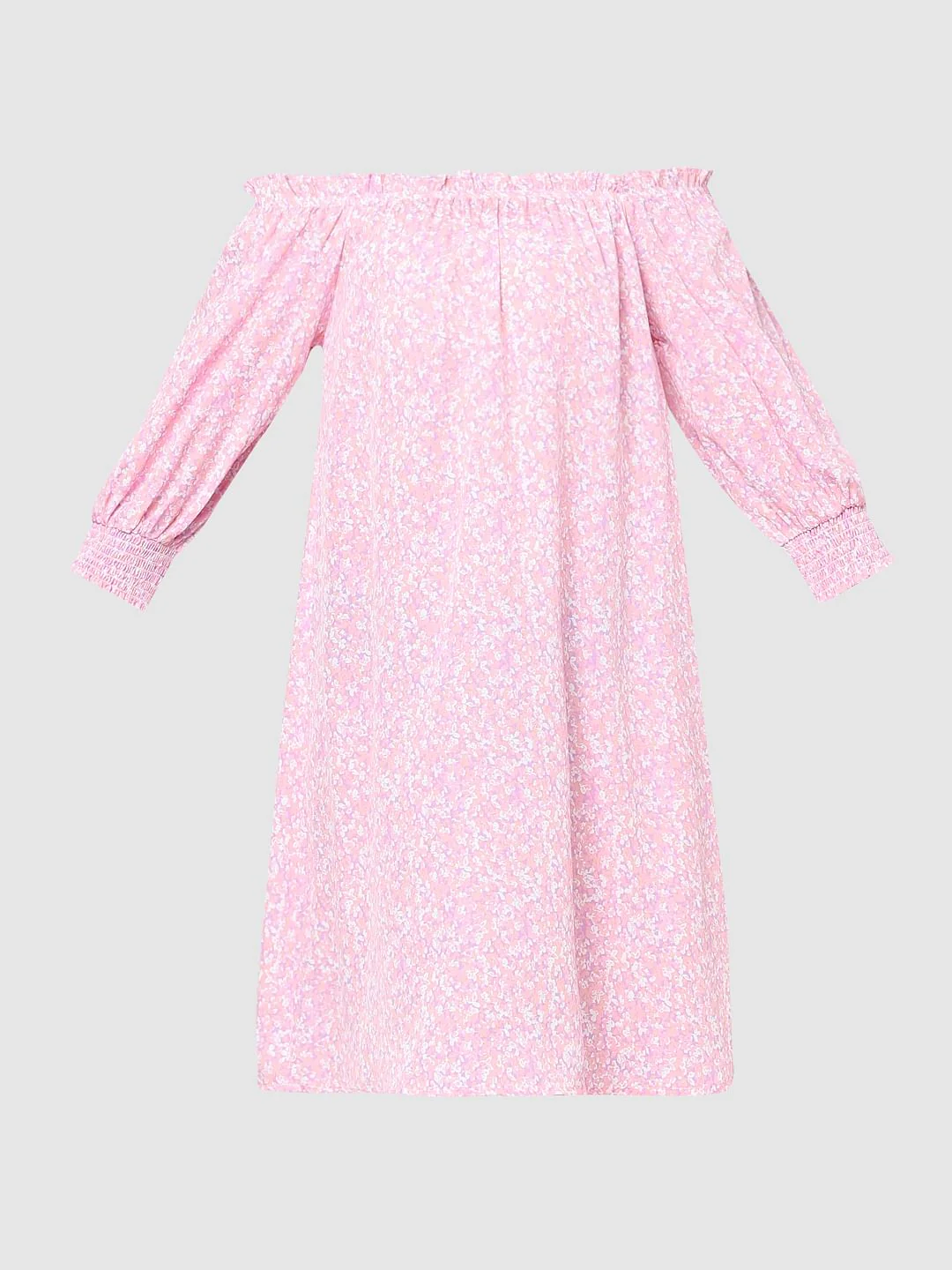 Lilac Floral Off Shoulder Shift Dress - Image 5