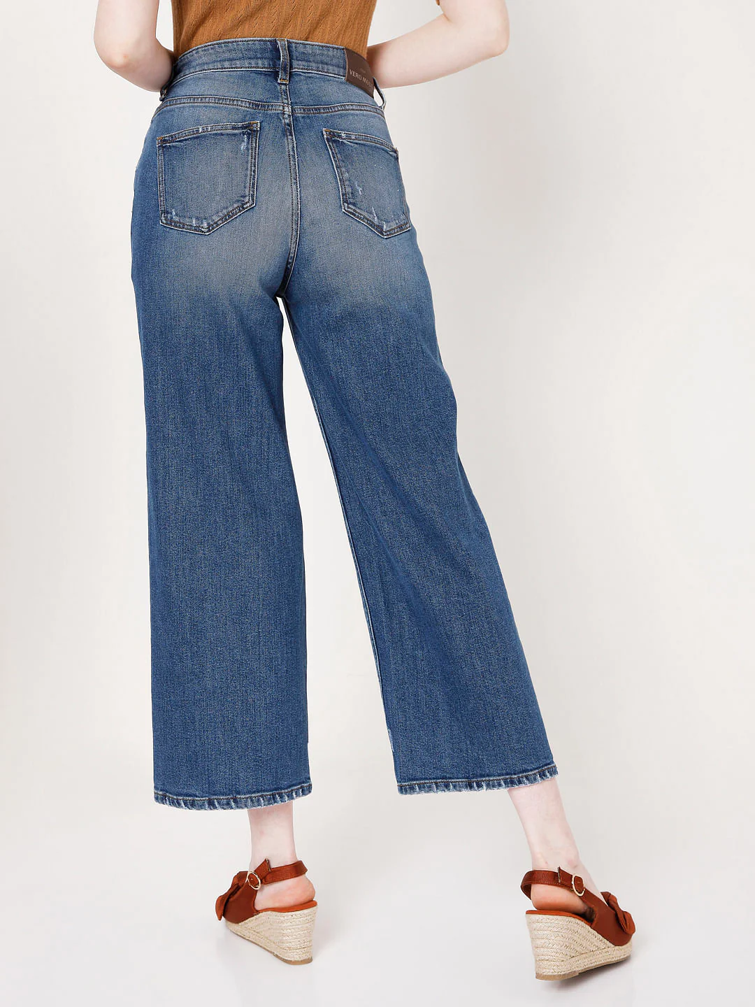 Blue High Rise Wide Leg Torn Jeans - Image 4