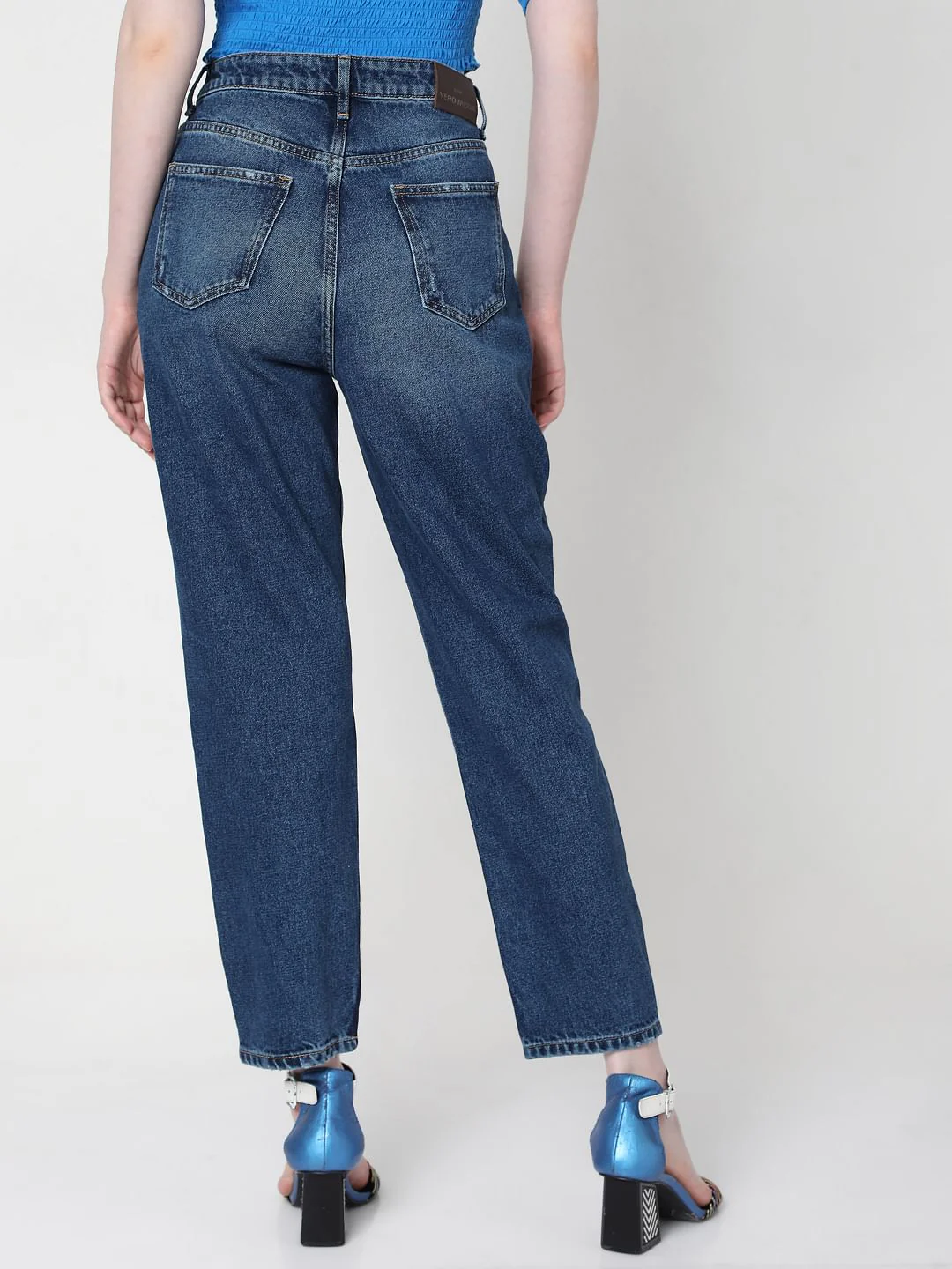 Blue High Rise Mom Jeans - Image 4