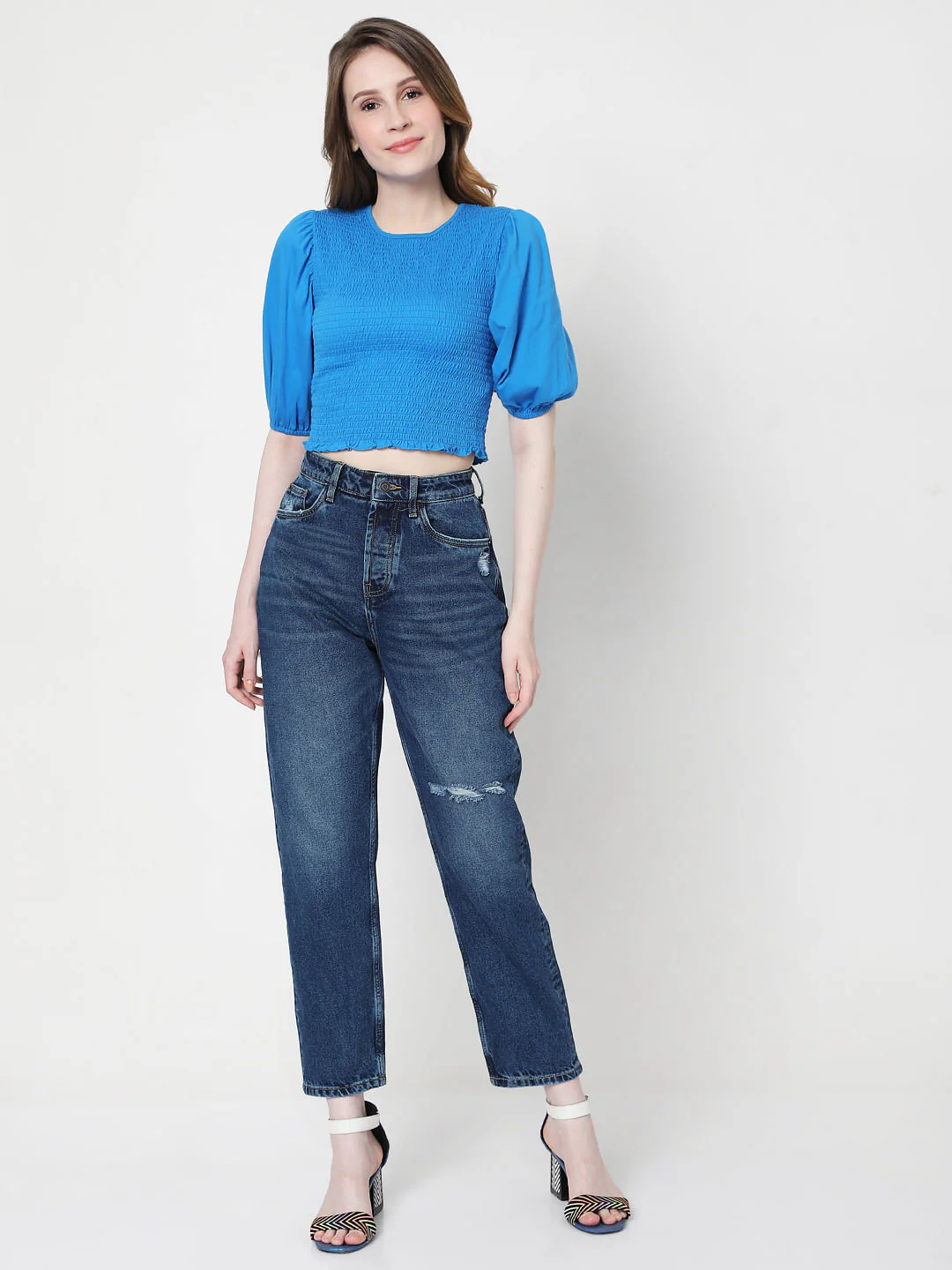 Blue High Rise Mom Jeans - Image 6