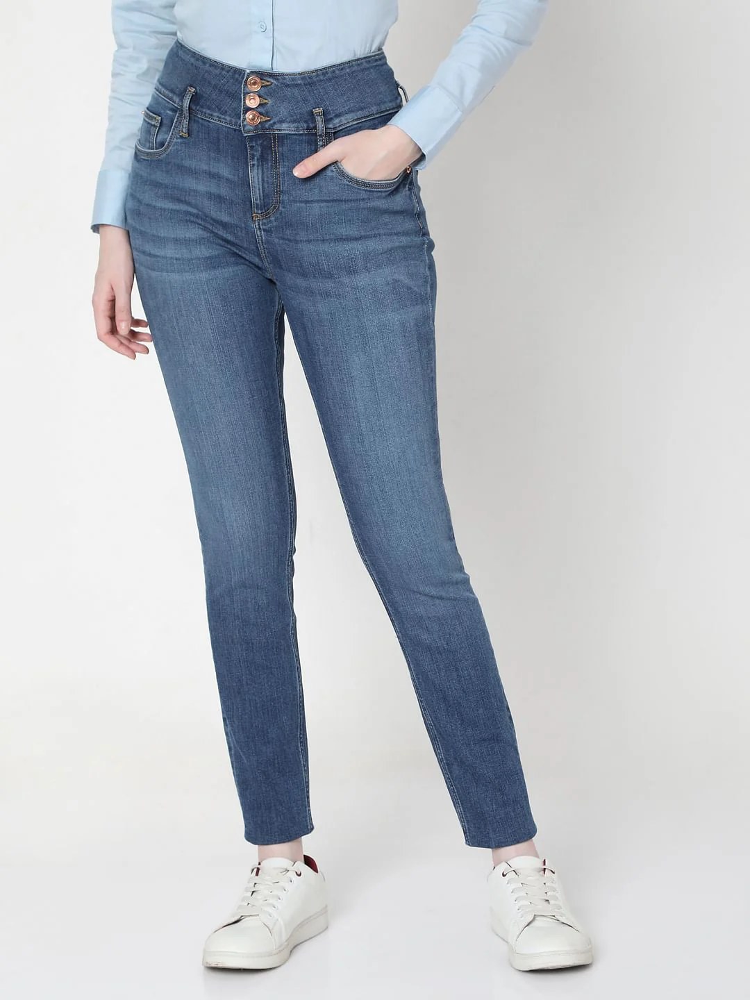 Blue High Rise Skinny Jeans - Image 2