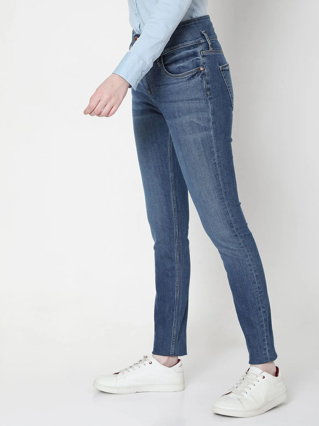 Blue High Rise Skinny Jeans - Image 3