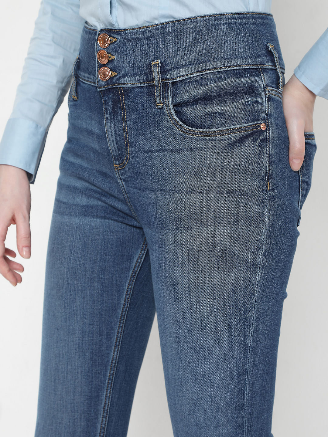 Blue High Rise Skinny Jeans - Image 5
