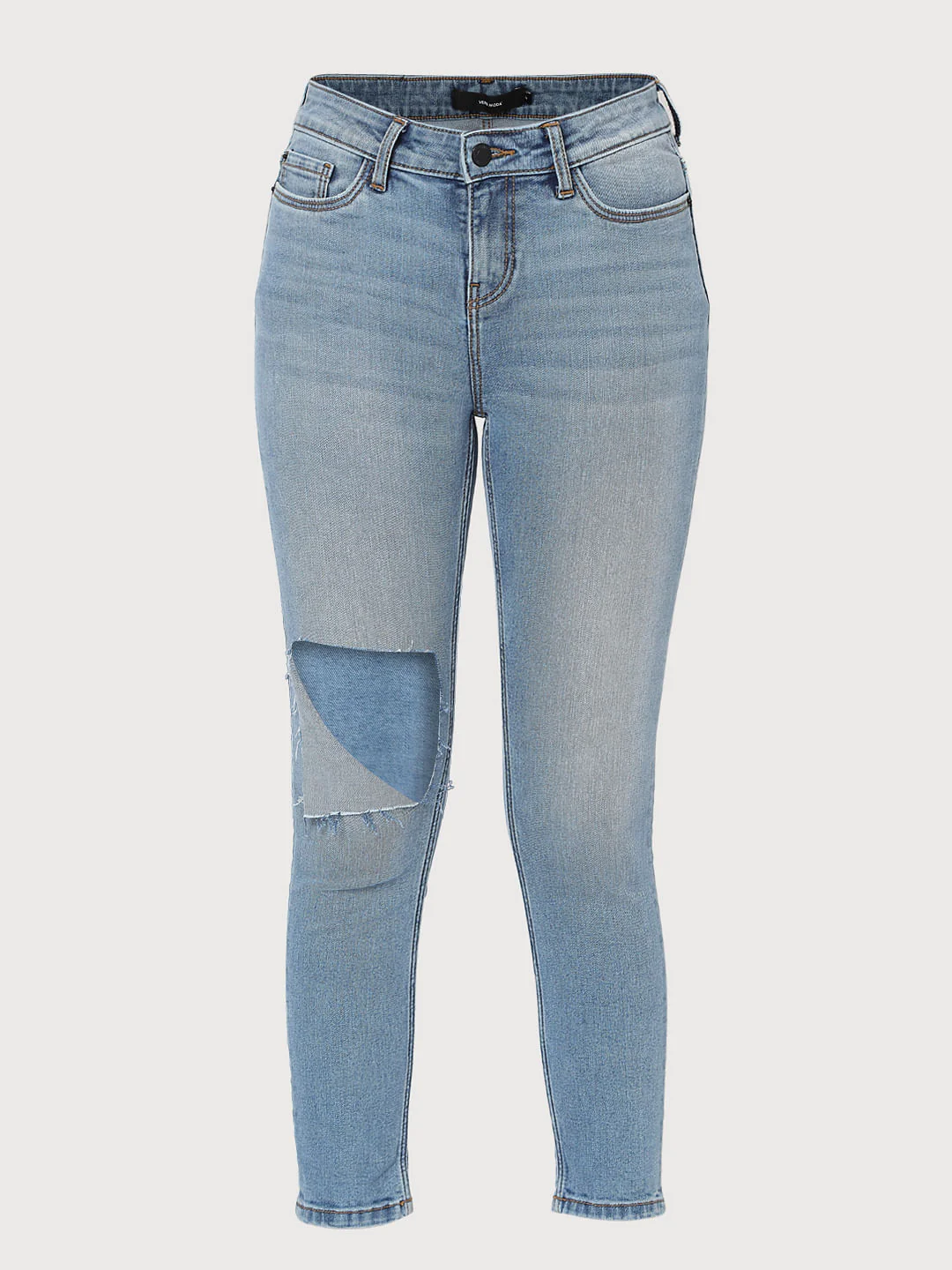 Blue Mid Rise Ripped Skinny Jeans - Image 7