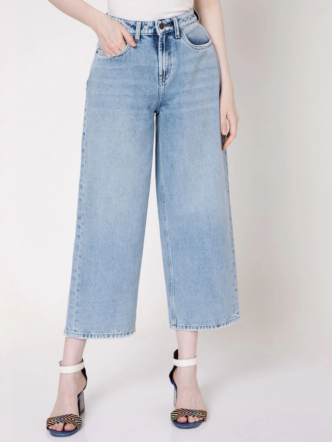 Blue High Rise Flared Jeans - Image 2