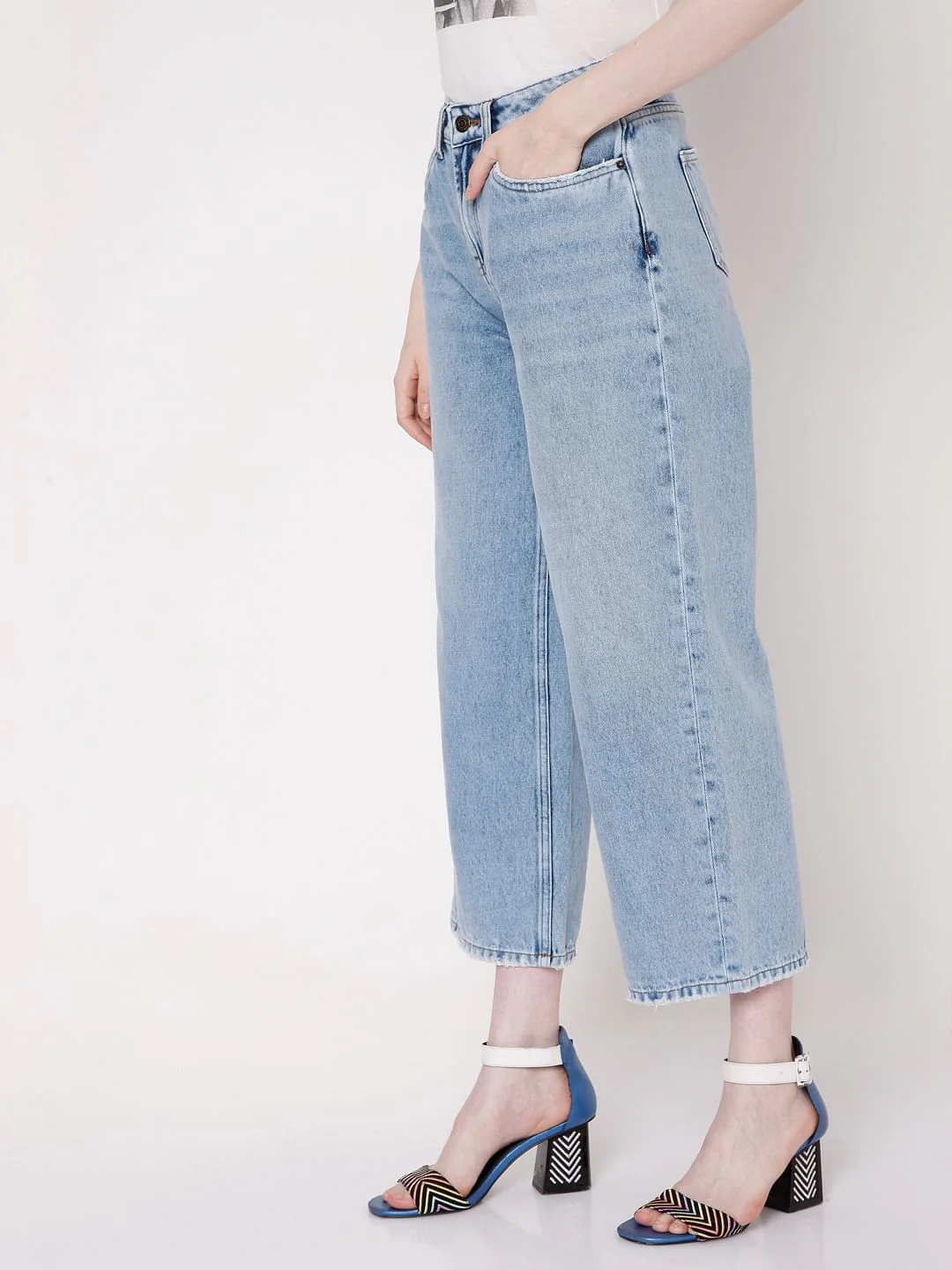 Blue High Rise Flared Jeans - Image 3
