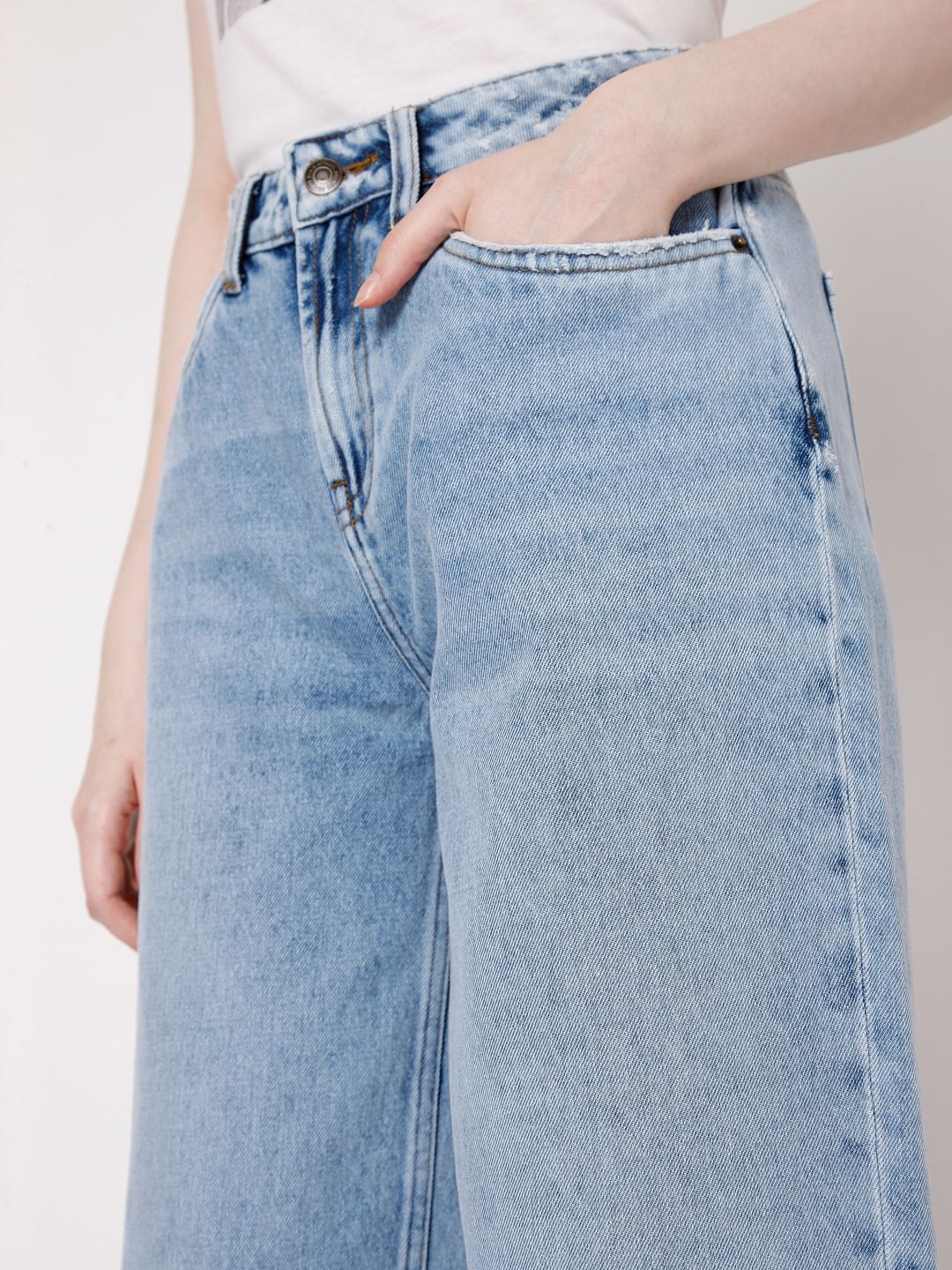 Blue High Rise Flared Jeans - Image 5