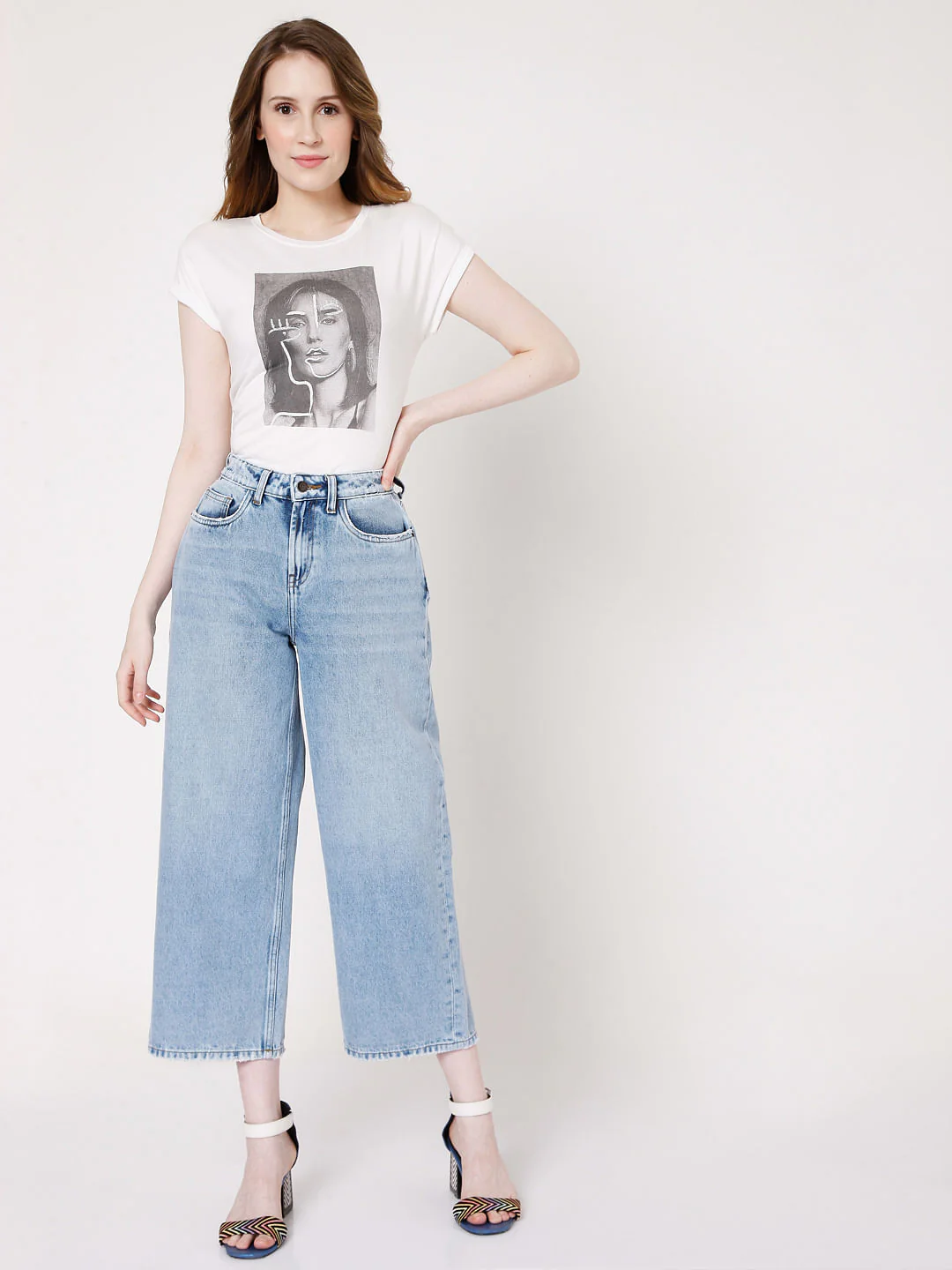 Blue High Rise Flared Jeans - Image 6