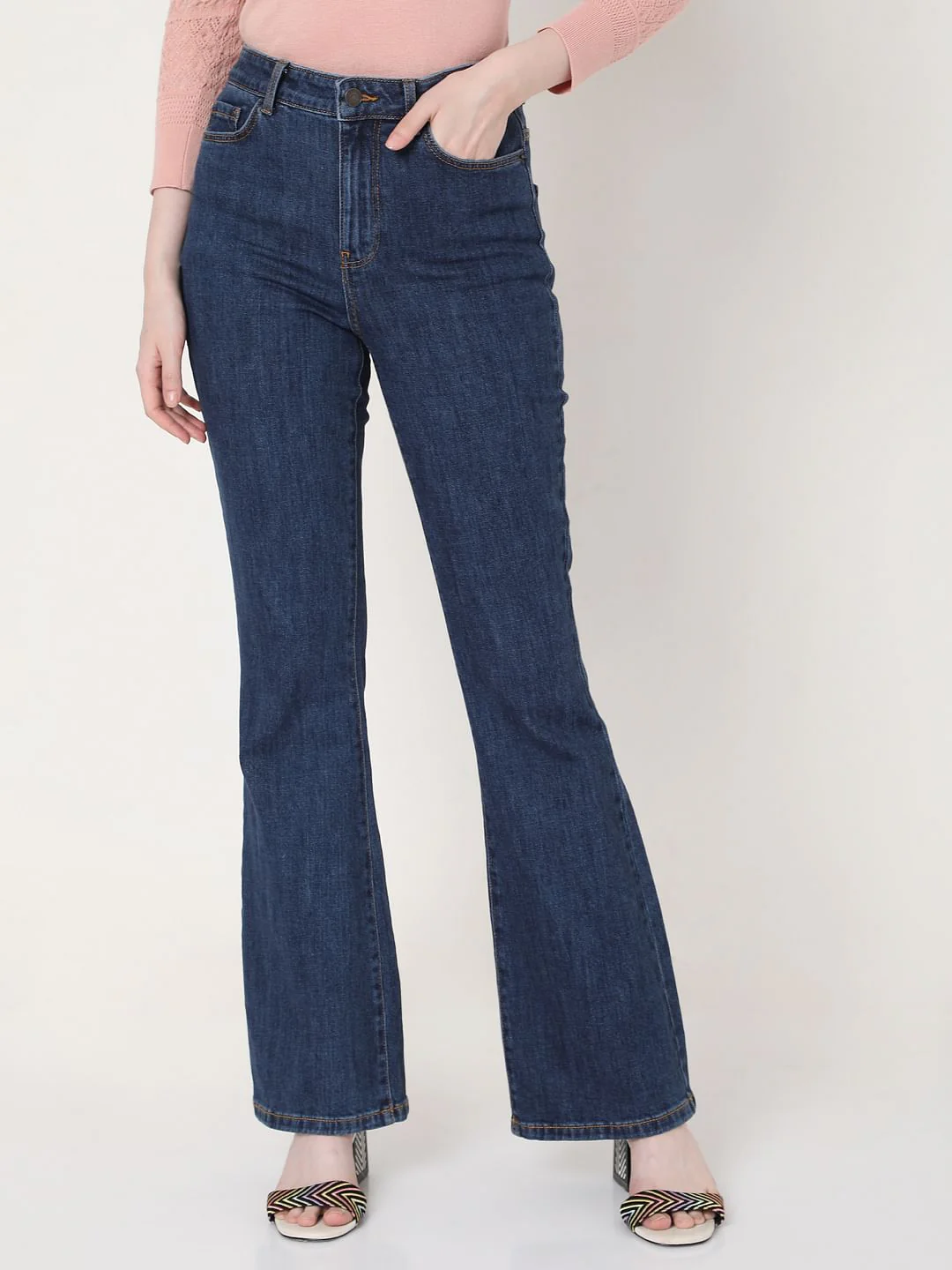 Blue High Rise Flared Jeans - Image 2