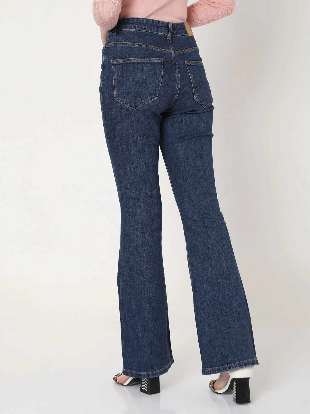 Blue High Rise Flared Jeans - Image 4