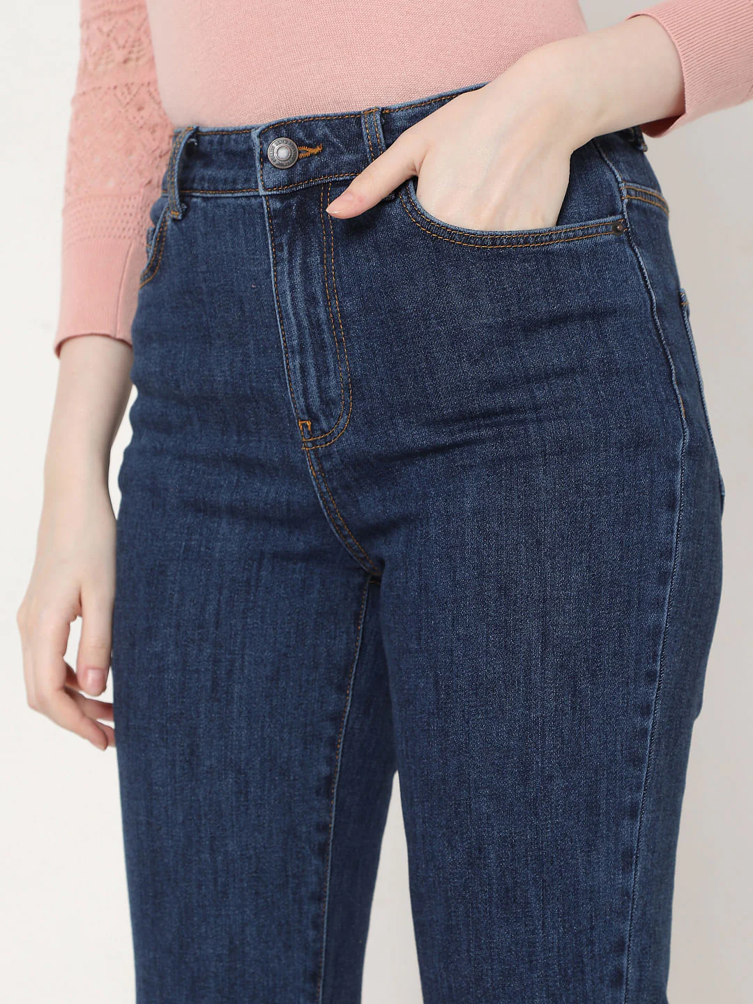 Blue High Rise Flared Jeans - Image 5