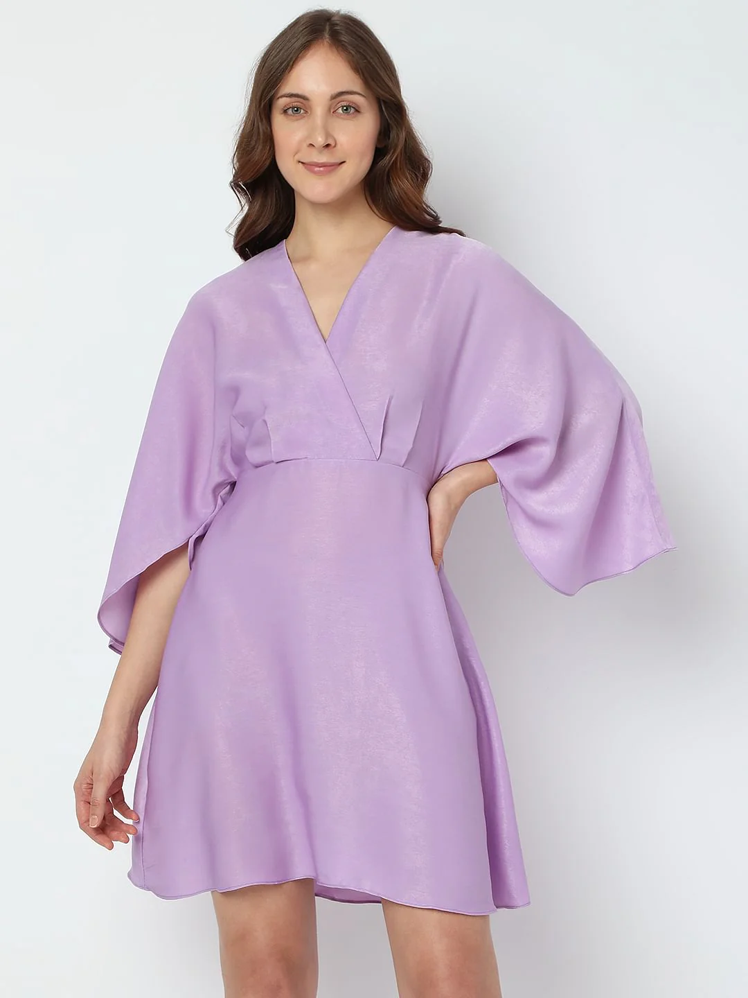 Lilac Flared Sleeves Mini Dress - Image 2