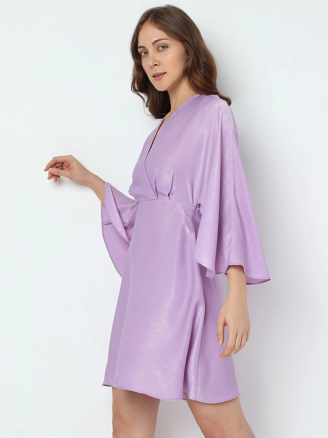 Lilac Flared Sleeves Mini Dress - Image 3