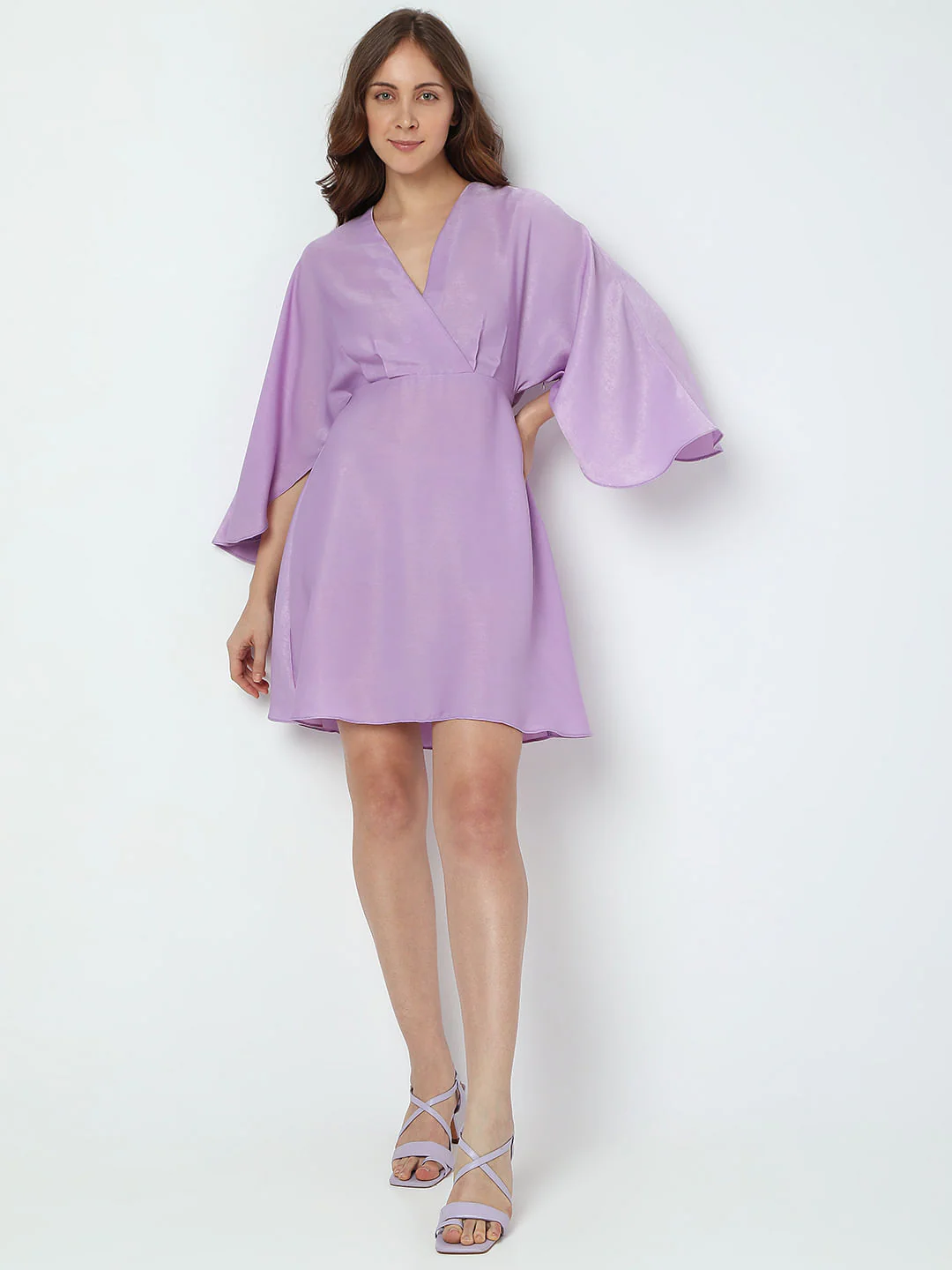 Lilac Flared Sleeves Mini Dress - Image 5