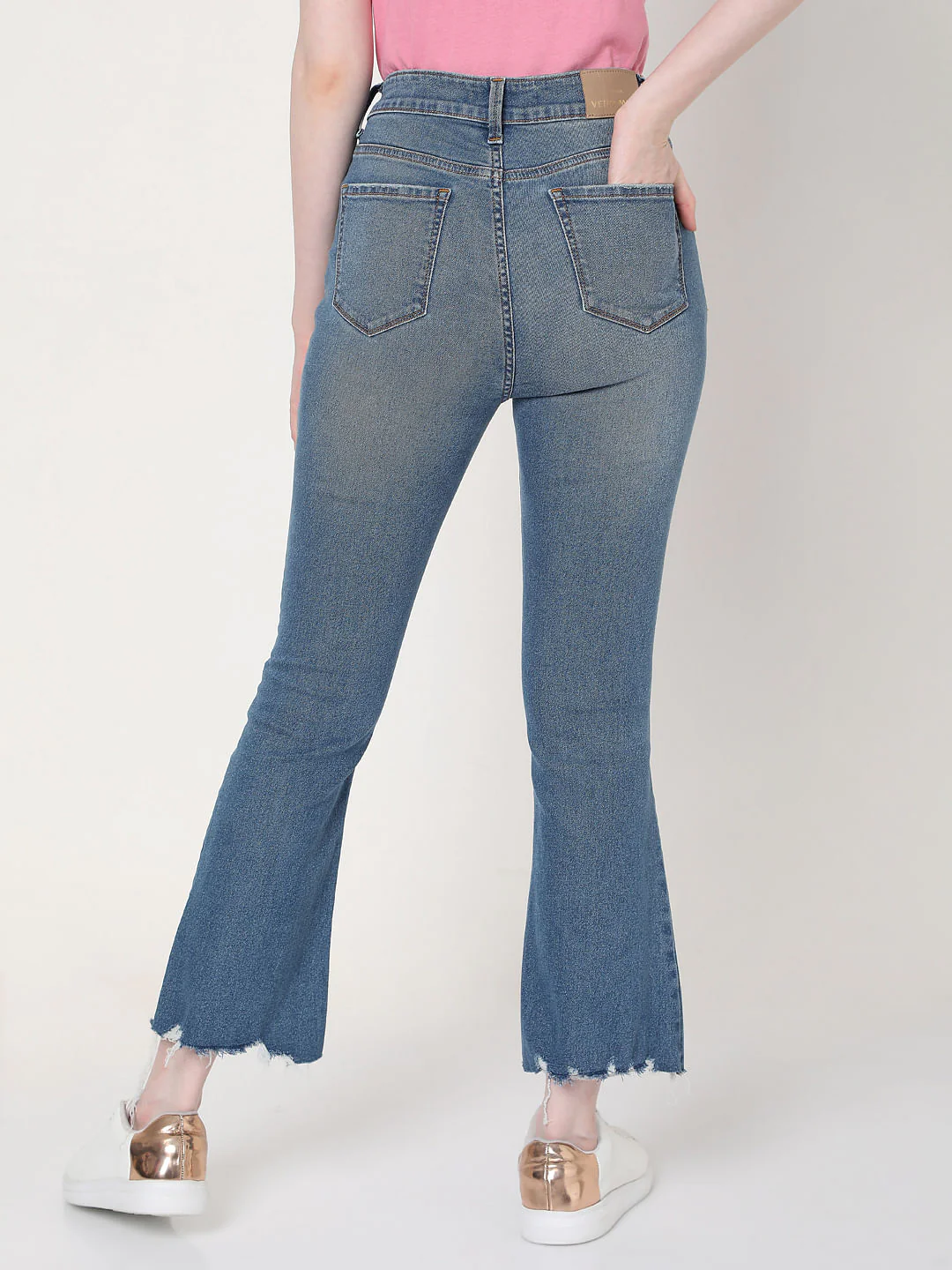 Blue Ripped Bootcut Jeans - Image 4