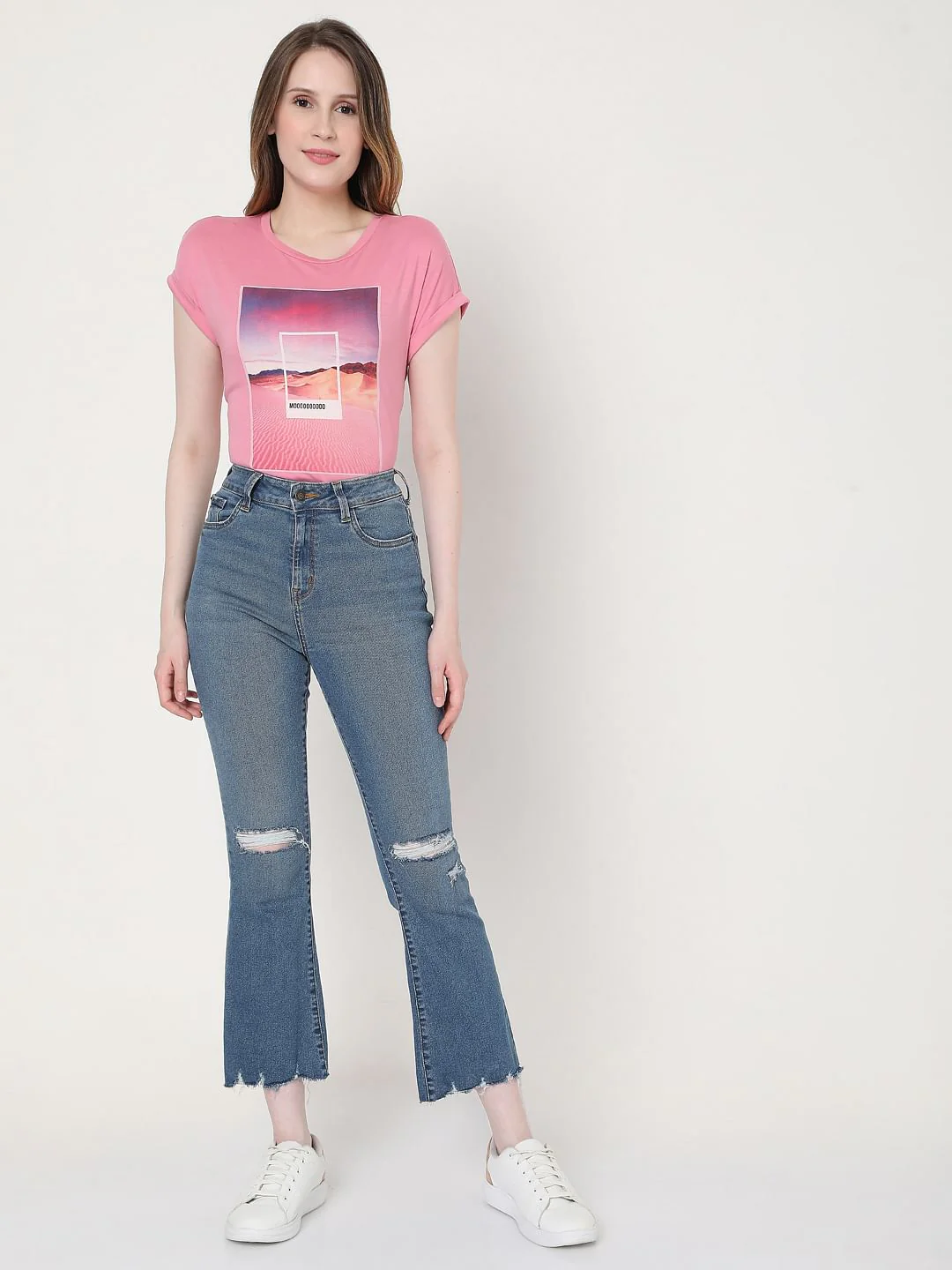 Blue Ripped Bootcut Jeans - Image 6