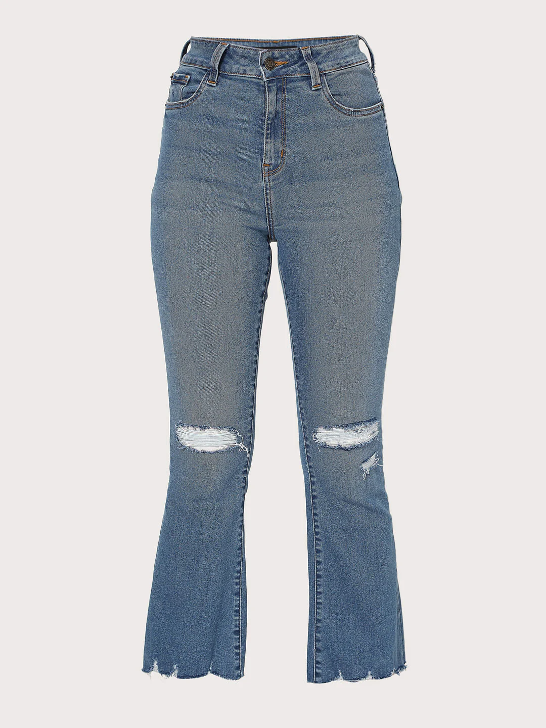 Blue Ripped Bootcut Jeans - Image 7