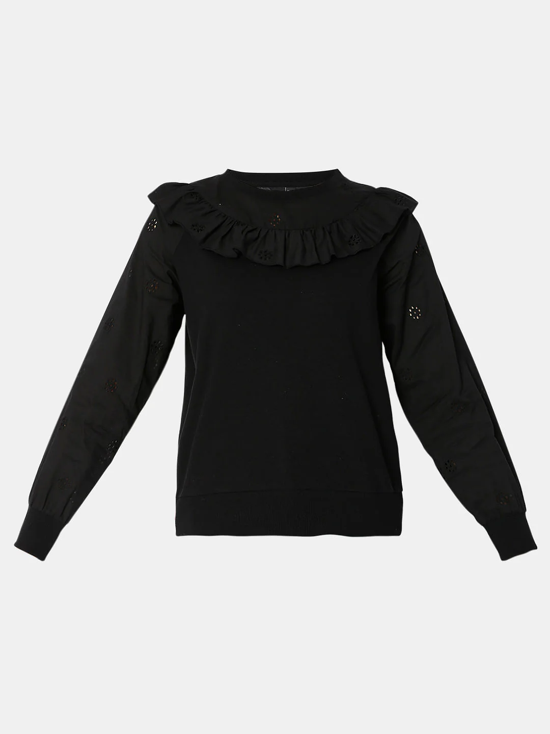 Black Floral Cut-Out Sweatshirt - Image 7
