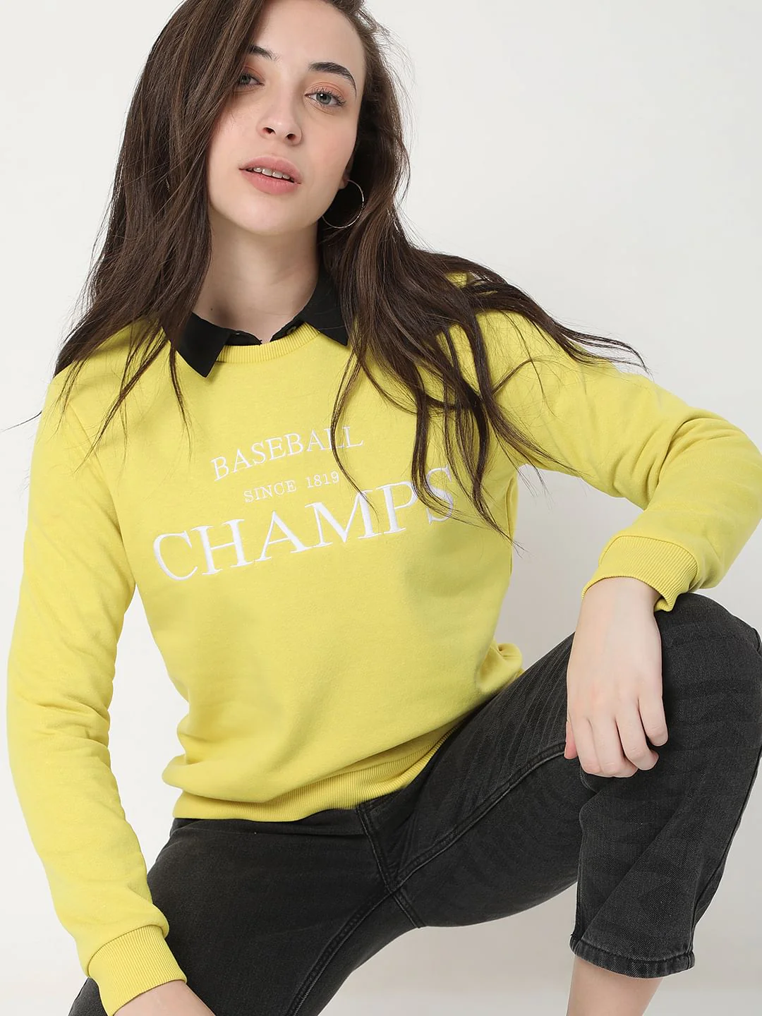 Yellow Typographic Print Sweatshirt