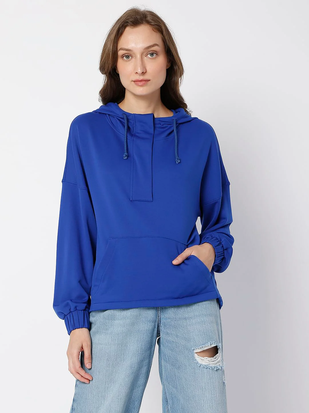 Blue Hooded Co-Ord Set Sweatshirt - Image 2