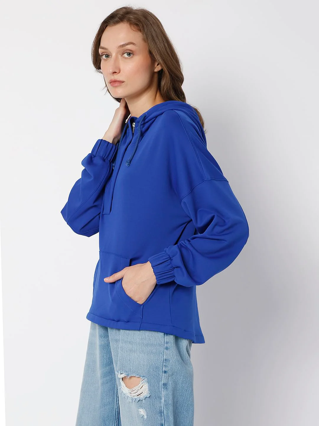 Blue Hooded Co-Ord Set Sweatshirt - Image 3