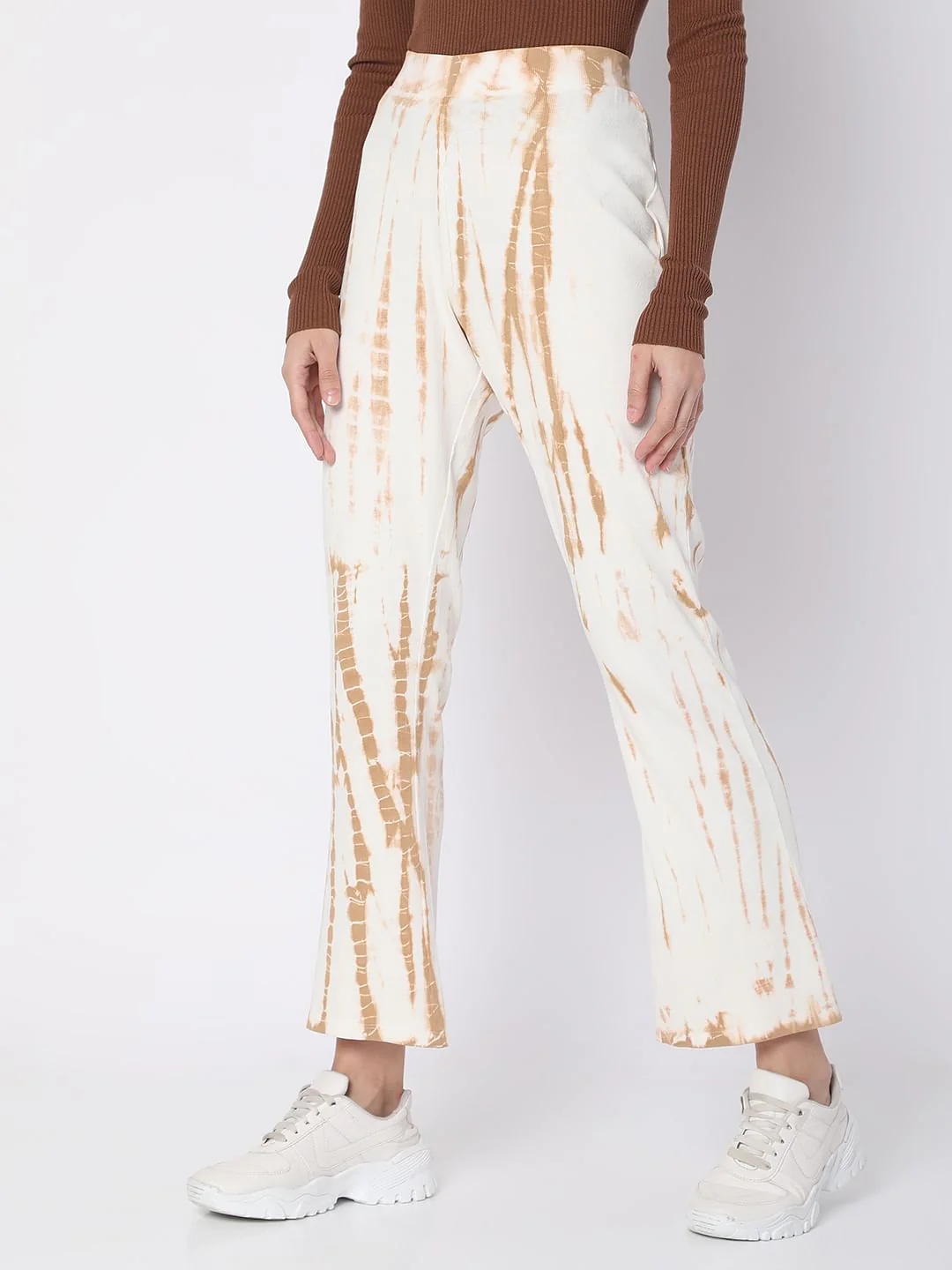 White High Rise Tie Dye Flared Pants - Image 3