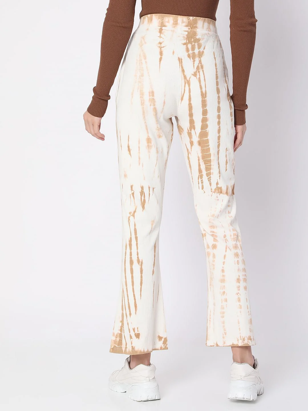 White High Rise Tie Dye Flared Pants - Image 4