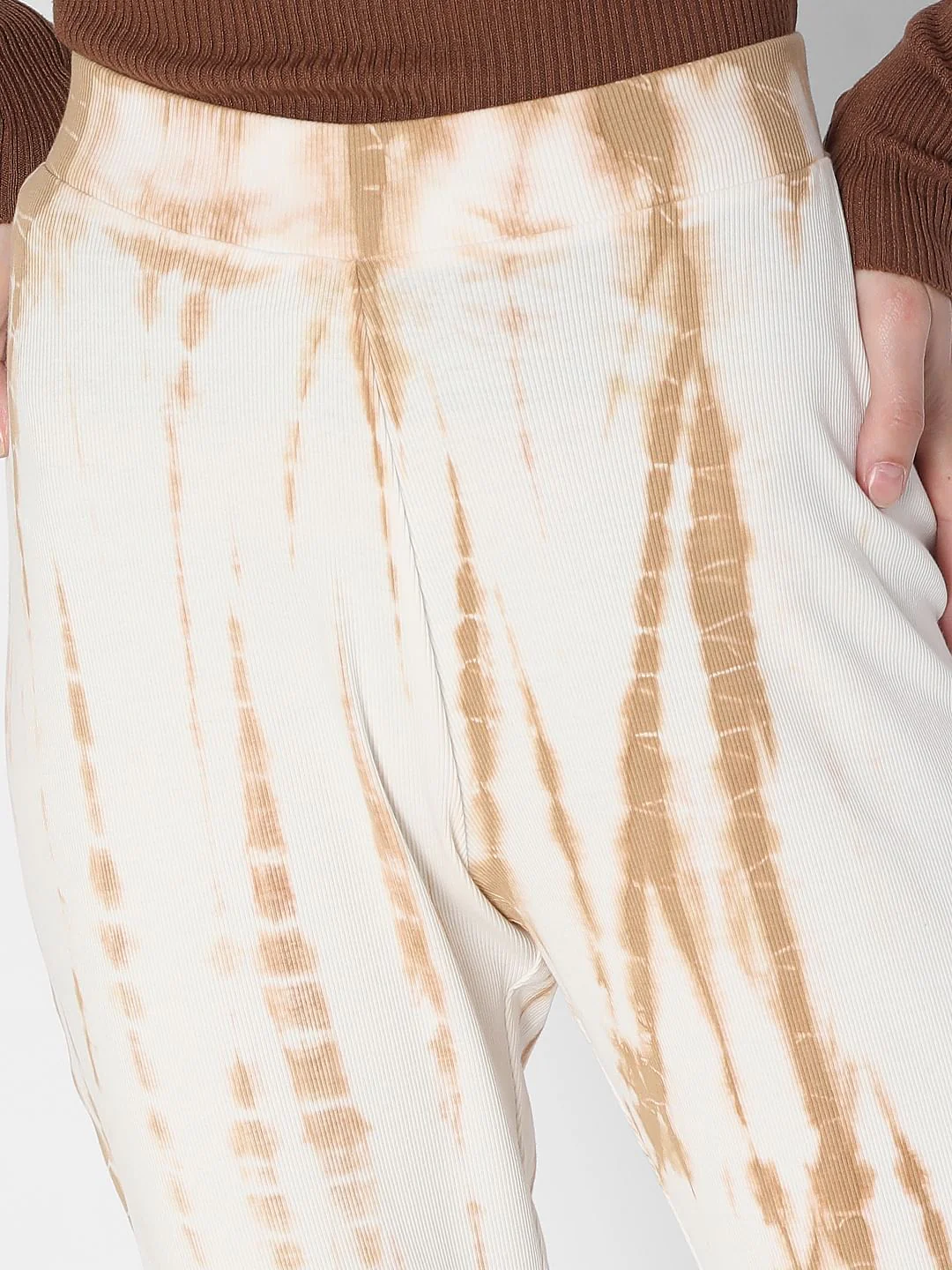 White High Rise Tie Dye Flared Pants - Image 5