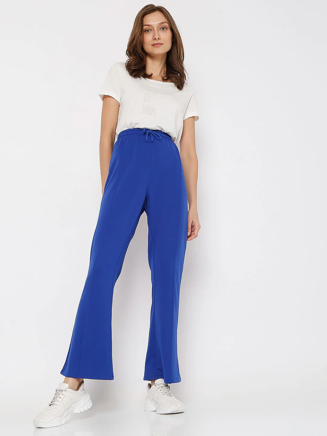 Blue High Rise Co-Ord Set Flared Pants - Image 6