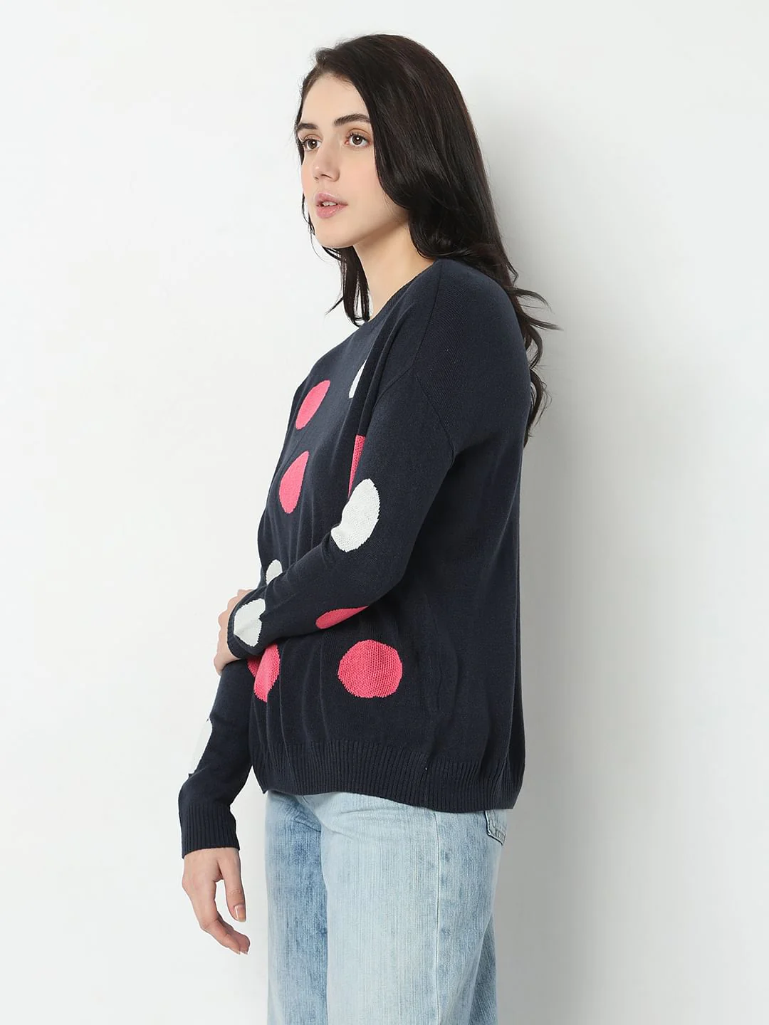 Navy Blue Polka Dot Pullover - Image 3