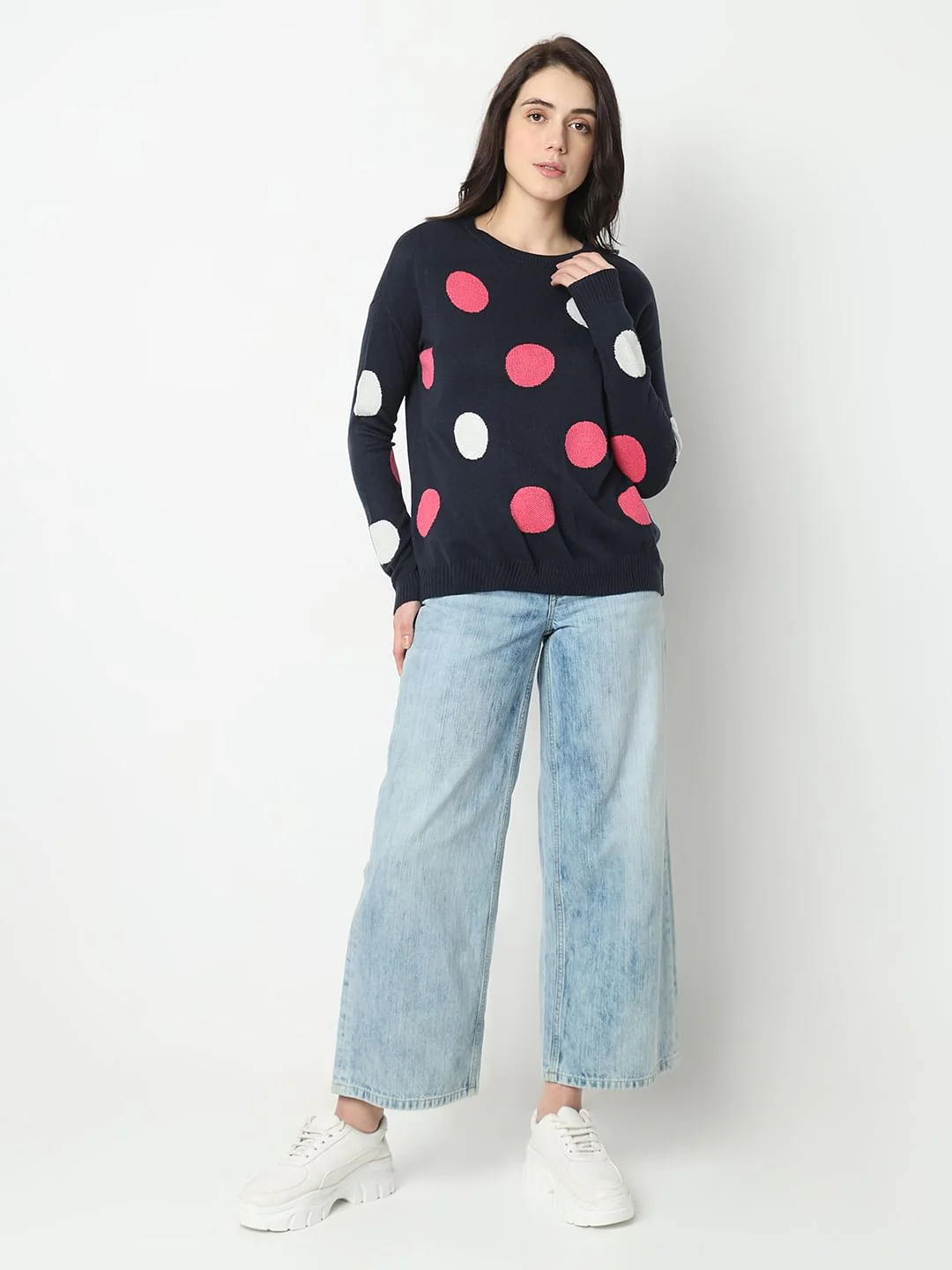Navy Blue Polka Dot Pullover - Image 5