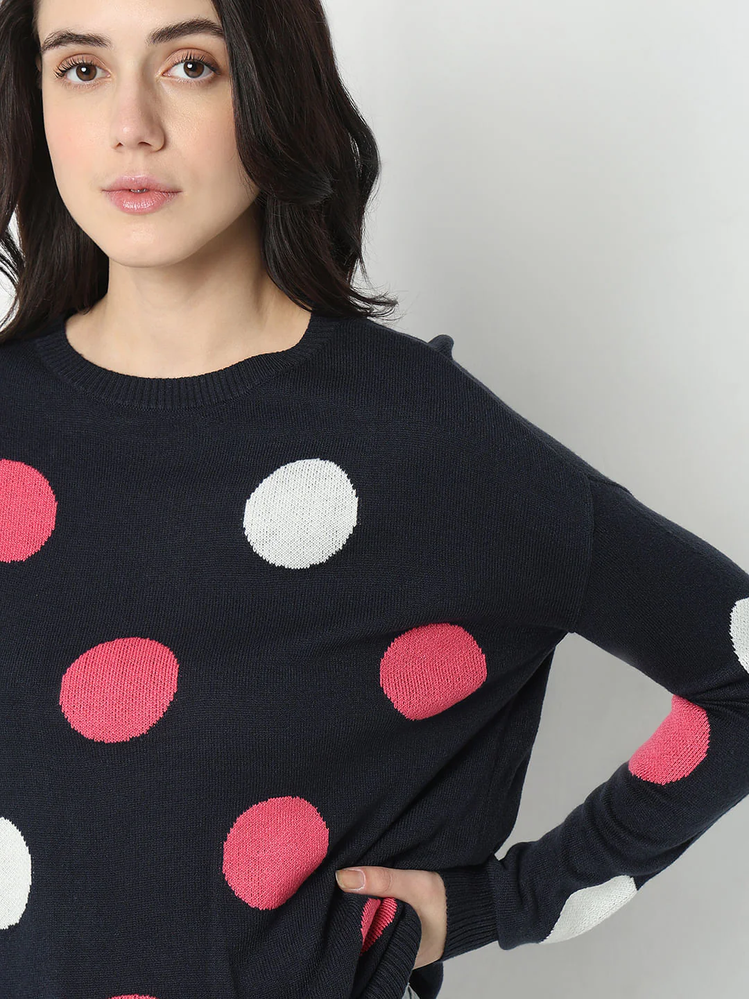 Navy Blue Polka Dot Pullover - Image 6