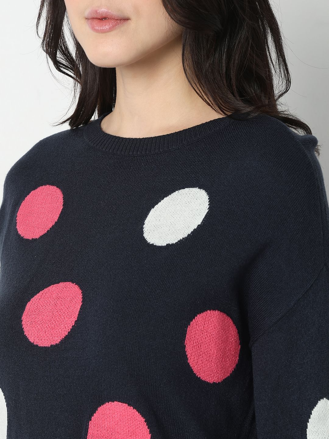 Navy Blue Polka Dot Pullover - Image 8