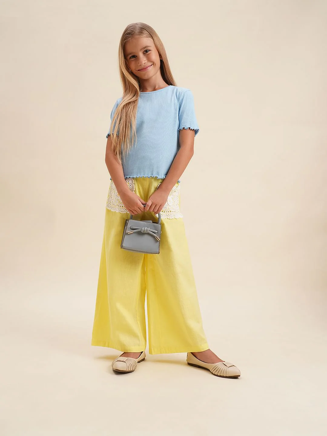 Girls Blue Cropped Organic Cotton Top - Image 5
