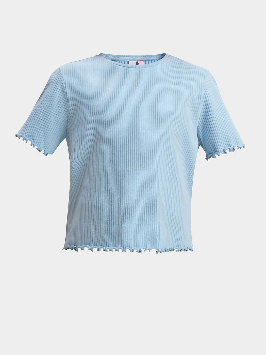 Girls Blue Cropped Organic Cotton Top - Image 6
