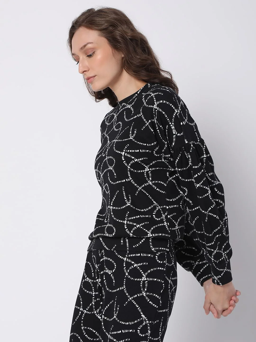 Black Printed Co-Ord Sweatshirt - Image 3
