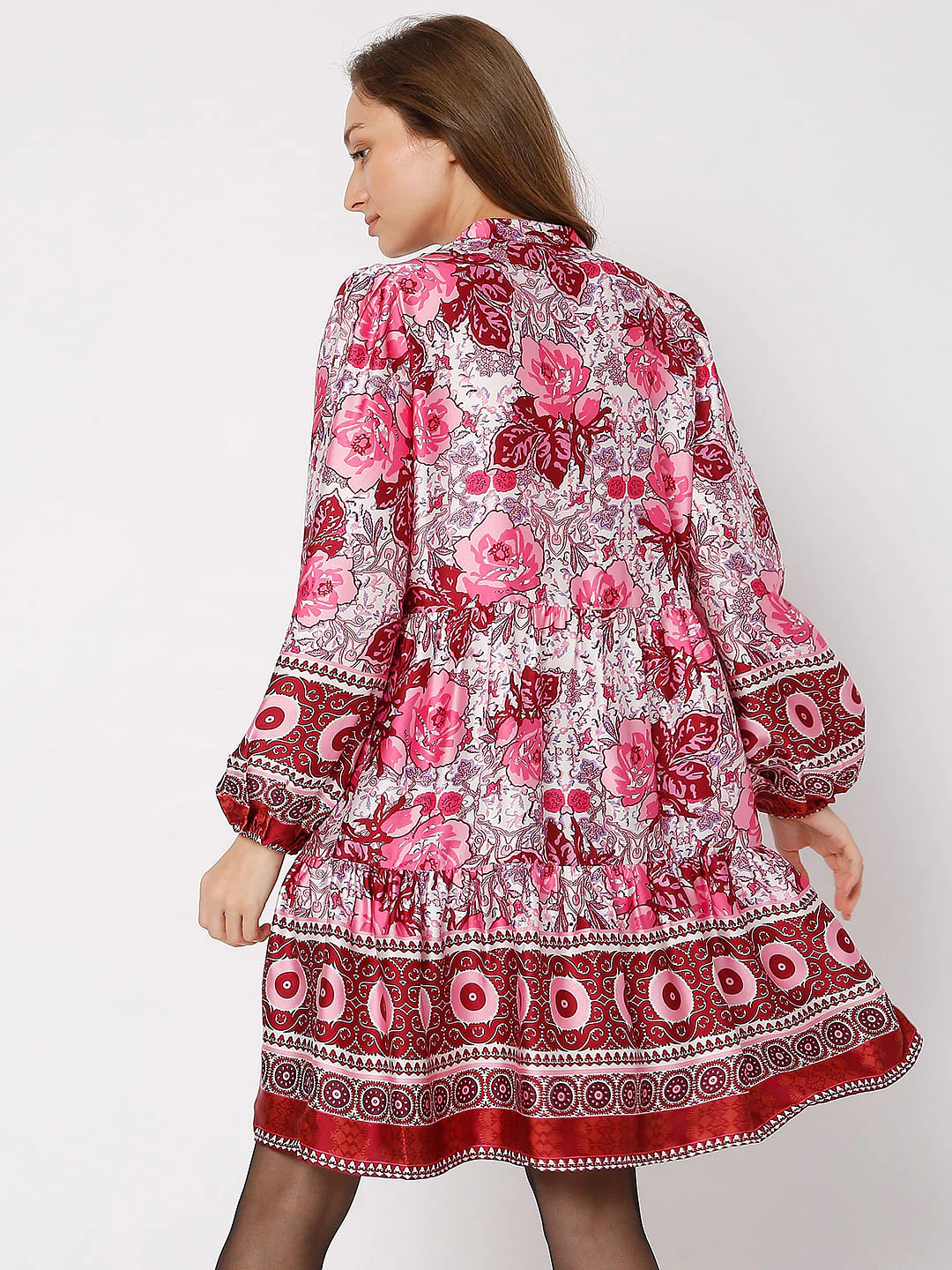 Pink Floral Dress Fit & Flare Dress - Image 4