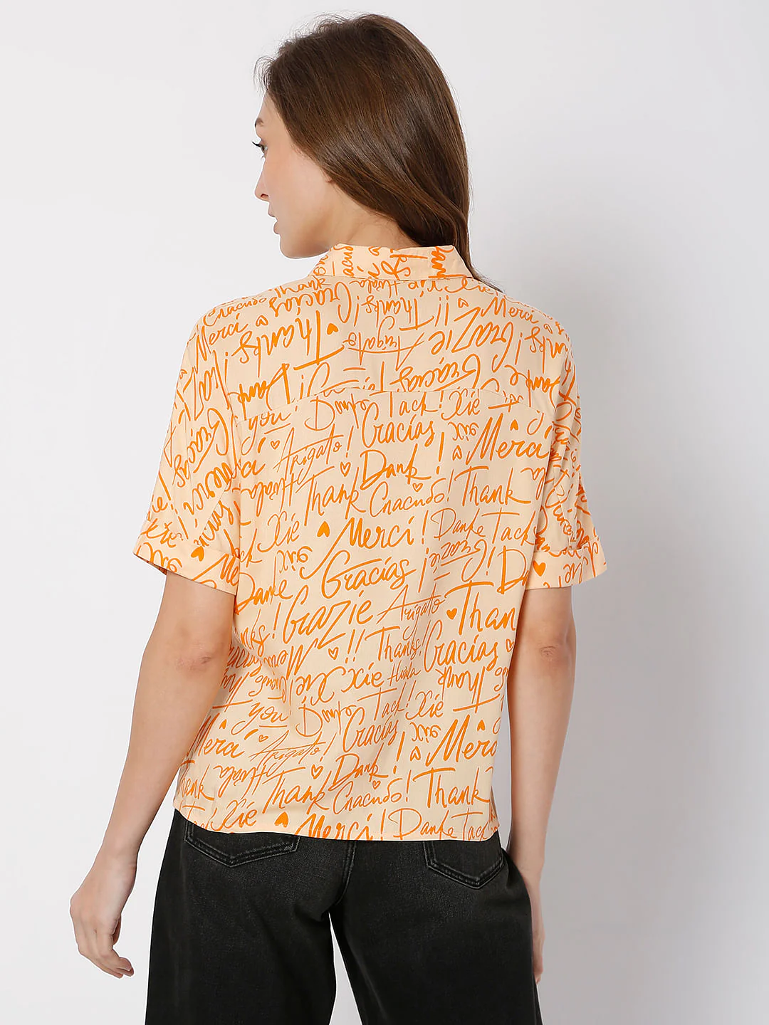 Orange Typographic Print Shirt - Image 4