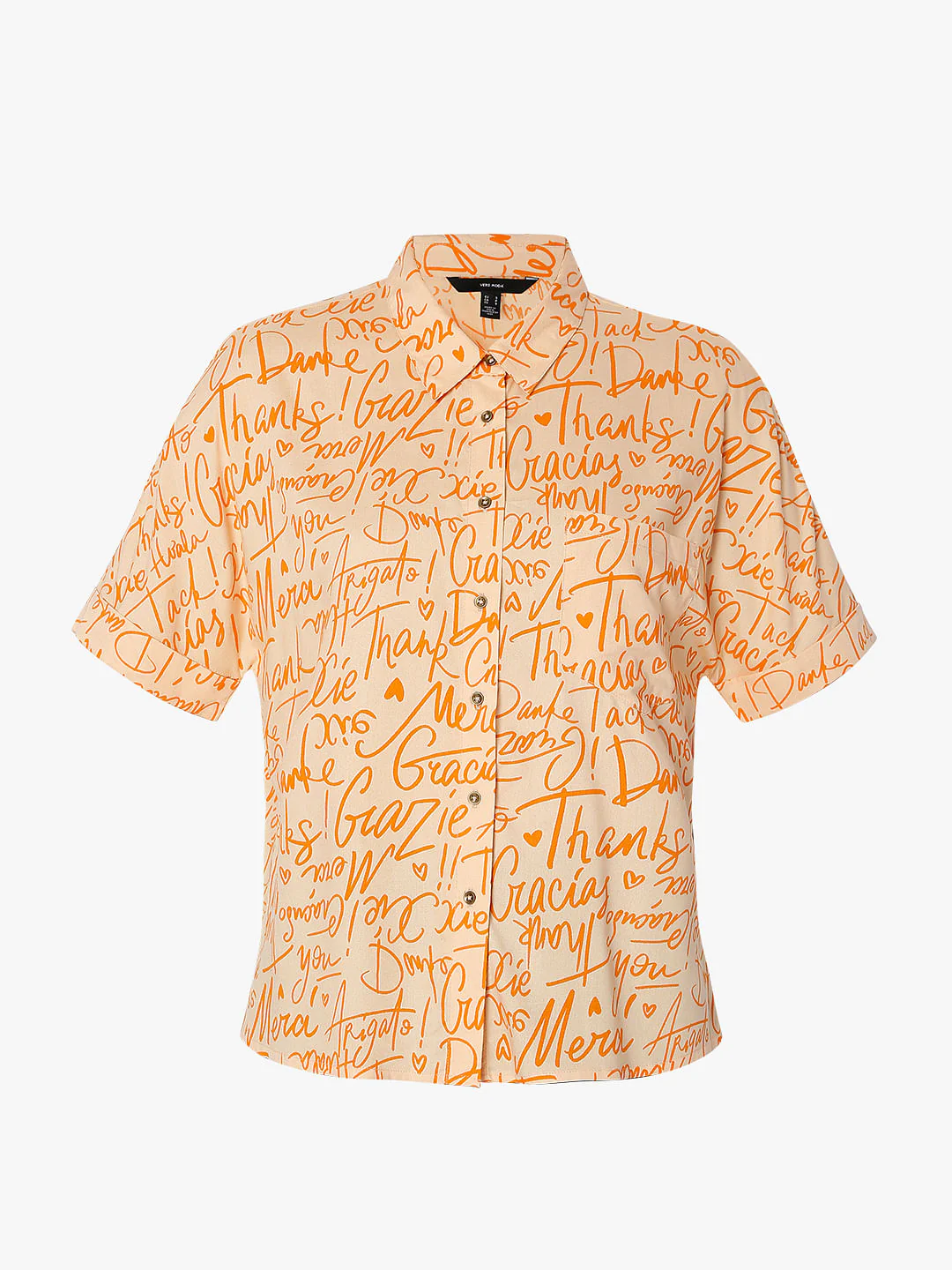 Orange Typographic Print Shirt - Image 7