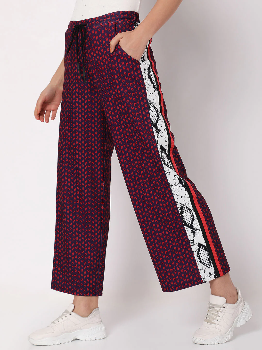 Purple Printed Wide Leg Co-Ord Set Sweatpants - Image 3