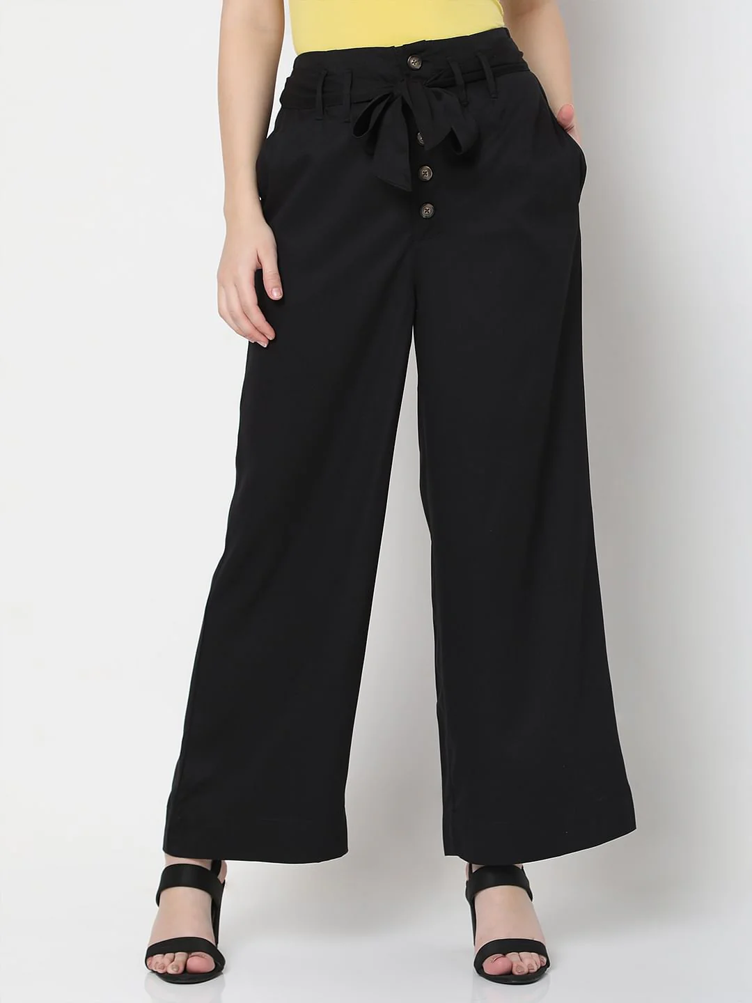Black High Rise Wide Leg Pants - Image 2