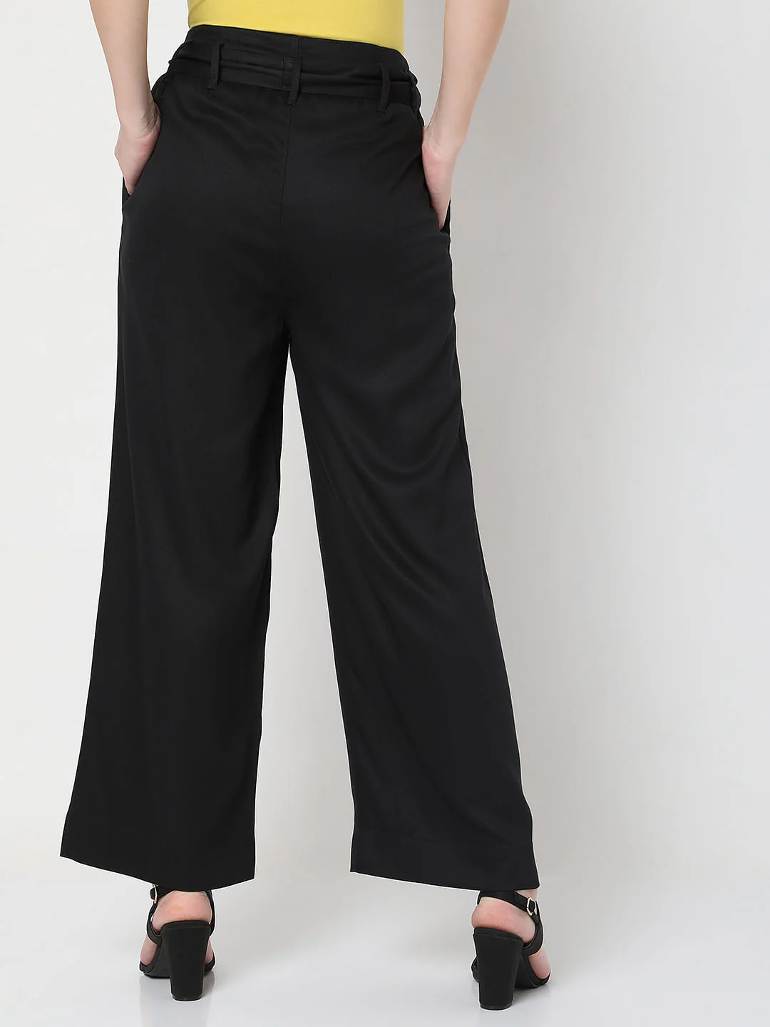 Black High Rise Wide Leg Pants - Image 4